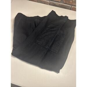 Orvis 100% Cropped Linen Pants Womens Size M 10/12 Black Elastic Waist Cargo